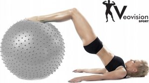 Piłka rehabilitacyjna 65cm z wypustkami szara (F9C1) 4