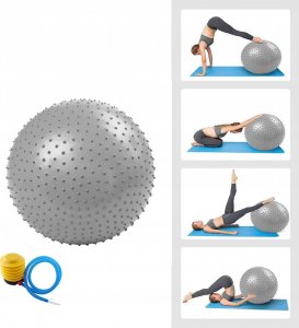 Piłka rehabilitacyjna 65cm z wypustkami szara (F9C1) 10