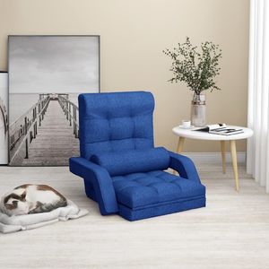 vidaXL Składane krzesło podłogowe, funkcja spania, niebieskie, tkanina 1