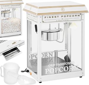 Royal Catering Maszyna automat urządzenie do prażenia popcornu retro TEFLON 1600 W 5-6 kg/h - biało-złota Maszyna automat urządzenie do prażenia popcornu retro TEFLON 1600 W 5-6 kg/h - biało-złota 1