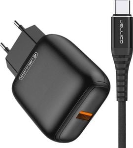 Ładowarka Ładowarka Sieciowa USB 18W 3.1A JELLICO C32 Quick Charge 3.0 + Kabel USB-C TYP C czarna 1