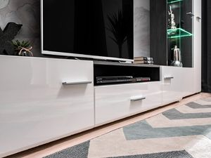 FURNIVAL Meblościanka SOLIDO TWIN sosna czarna/biały połysk 9