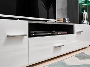 FURNIVAL Meblościanka SOLIDO TWIN sosna czarna/biały połysk 10