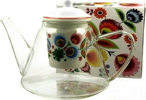 DUO Dzbanek Szklany z Zaparzaczem Porcelanowym 1200 ml ŁOWICZ DUO 1