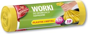 Anna Zaradna Worki na śmieci do segregacji odpadów plastikowych i metalowych LDPE 120L 10szt żółte - AZ1-WNS-7058 1