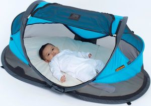 DERYAN Łóżeczko turystyczne Baby Luxe z moskitierą, niebieskie 2
