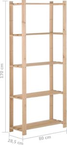 vidaXL Regał z 5 półkami, 80x28,5x170 cm, drewno sosnowe 6