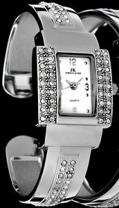 Zegarek Jordan Kerr Jordan Kerr Srebrny damski zegarek, bransoleta typu klips, zdobiony cyrkoniami, antyalergiczny 3