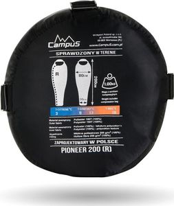 Campus Śpiwór mumia z kapturem CAMPUS Pioneer 200 czarny - prawy 6