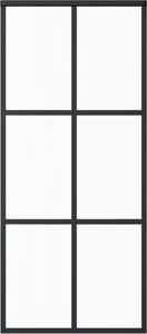 vidaXL Drzwi przesuwne, szkło ESG i aluminium, 90x205 cm, czarne! 2