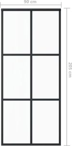 vidaXL Drzwi przesuwne, szkło ESG i aluminium, 90x205 cm, czarne! 5