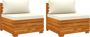 vidaXL 2-osobowa sofa ogrodowa z poduszkami, lite drewno akacjowe! 1