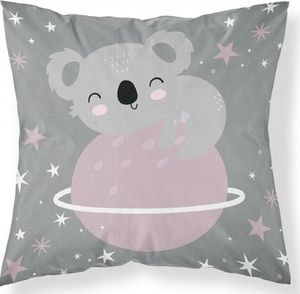 Detexpol  Poszewka 40x40 bawełniana z misiem Koala szary z różem 1