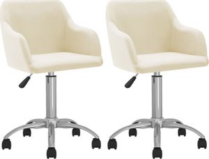 vidaXL Obrotowe krzesła stołowe, 2 szt., kremowe, obite tkaniną 1