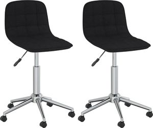 vidaXL Obrotowe krzesła stołowe, 2 szt., czarne, obite tkaniną 1
