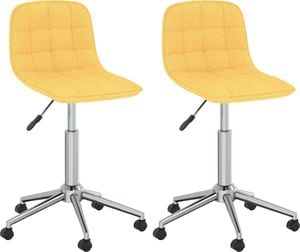vidaXL Obrotowe krzesła stołowe, 2 szt., żółte, obite tkaniną 1