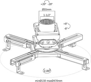 Uchwyt do projektorów Maclean Uchwyt sufitowy do projektora Maclean, Profi Market System, 80-980mm, max 35kg, czarny, MC-913 9