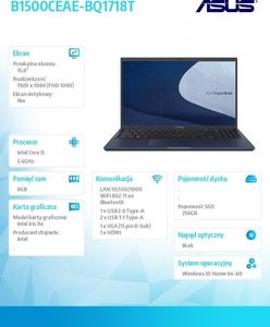 Laptop Asus ExpertBook B1 B1500 (B1500CEAE-BQ1718T) / 16 GB RAM / 2 TB SSD PCIe / Windows 10 Home 2