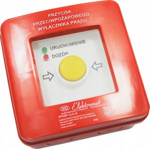 Elektromet Przycisk ppoż. n/t 2 tory prądowe 12A R-Z samoczynny diody czerw/ziel 230V AC/230V AC PPWP-1s A/4 904400 2