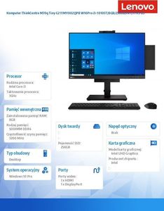 Komputer Lenovo ThinkCentre M70q G2 Intel Core i3-10105T 8 GB 256 GB SSD Windows 10 Pro 12