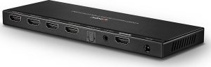 Lindy Lindy 38231 Rozdzielacz (przejściówka, spiltter) HDMI 4K UHD 4-portowy z audio, portem optycznym i analogowym 4