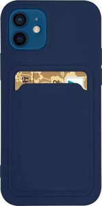 Hurtel Card Case silikonowe etui portfel z kieszonką na kartę dokumenty do iPhone 12 Pro granatowy 1