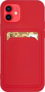 Hurtel Card Case silikonowe etui portfel z kieszonką na kartę dokumenty do iPhone 12 Pro Max czerwony 1