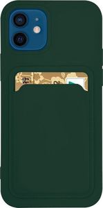 Hurtel Card Case silikonowe etui portfel z kieszonką na kartę dokumenty do iPhone 12 Pro Max ciemnozielony 1