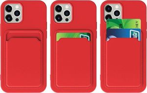 Hurtel Card Case silikonowe etui portfel z kieszonką na kartę dokumenty do Xiaomi Redmi 10X 4G / Xiaomi Redmi Note 9 czerwony 3