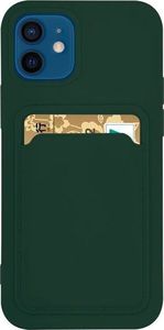 Hurtel Card Case silikonowe etui portfel z kieszonką na kartę dokumenty do Xiaomi Redmi Note 10 5G / Poco M3 Pro ciemnozielony 1