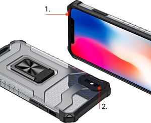 Hurtel Crystal Ring Case pancerne hybrydowe etui pokrowiec + magnetyczny uchwyt iPhone XS Max czerwony 6