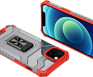 Hurtel Crystal Ring Case pancerne hybrydowe etui pokrowiec + magnetyczny uchwyt iPhone 12 mini czerwony 5