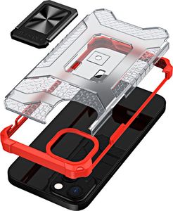 Hurtel Crystal Ring Case pancerne hybrydowe etui pokrowiec + magnetyczny uchwyt iPhone 12 mini czerwony 6