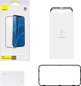 Baseus Baseus 0,23mm Full Screen Glass 2x szkło hartowane do iPhone 13 Pro / iPhone 13 na cały ekran z ramką czarny (SGQP020101) 9