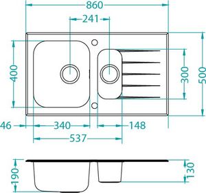 Zlewozmywak Alveus Glassix 20  szklany czarny odwracalny 3