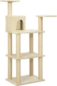 vidaXL Drapak dla kota ze słupkami sizalowymi, kremowy, 119 cm 2