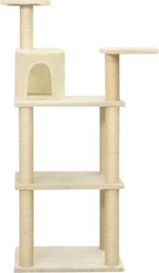 vidaXL Drapak dla kota ze słupkami sizalowymi, kremowy, 119 cm 3
