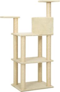 vidaXL Drapak dla kota ze słupkami sizalowymi, kremowy, 119 cm 4