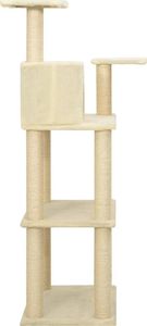 vidaXL Drapak dla kota ze słupkami sizalowymi, kremowy, 119 cm 5
