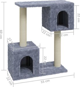 vidaXL Drapak dla kota ze słupkami sizalowymi, jasnoszary, 60 cm 5