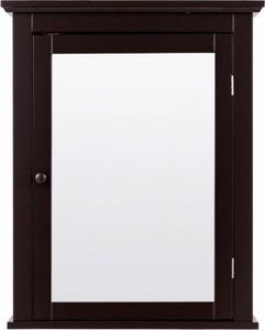 Costway Szafka łazienkowa wisząca z lustrem, brązowa 5