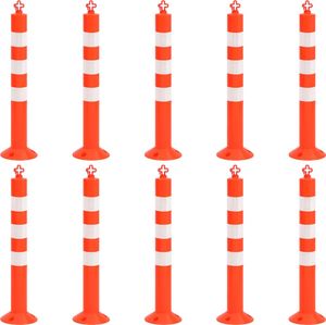 vidaXL Słupki drogowe, 10 szt., z łańcuchem, 75 cm, PE 2