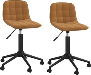 vidaXL Obrotowe krzesła stołowe, 2 szt., brązowe, aksamitne 1