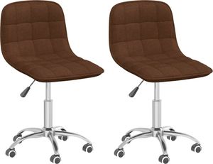 vidaXL Obrotowe krzesła stołowe, 2 szt., brązowe, obite tkaniną 1