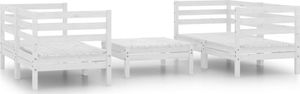 vidaXL 5-cz. zestaw mebli wypoczynkowych do ogrodu, biały, sosnowy 2