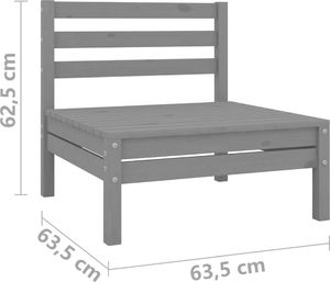 vidaXL 3-cz. zestaw mebli wypoczynkowych do ogrodu, szary, sosnowy 7