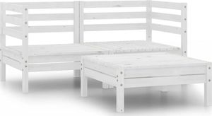 vidaXL 3-cz. zestaw mebli wypoczynkowych do ogrodu, biały, sosnowy 2