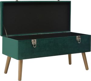 vidaXL Ławka ze schowkiem, 80 cm, zielona, aksamitna 3