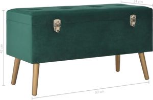 vidaXL Ławka ze schowkiem, 80 cm, zielona, aksamitna 7
