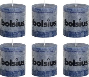 Bolsius Bolsius Rustykalne świece pieńkowe, 6 szt., 80 x 68 mm, granatowe 1